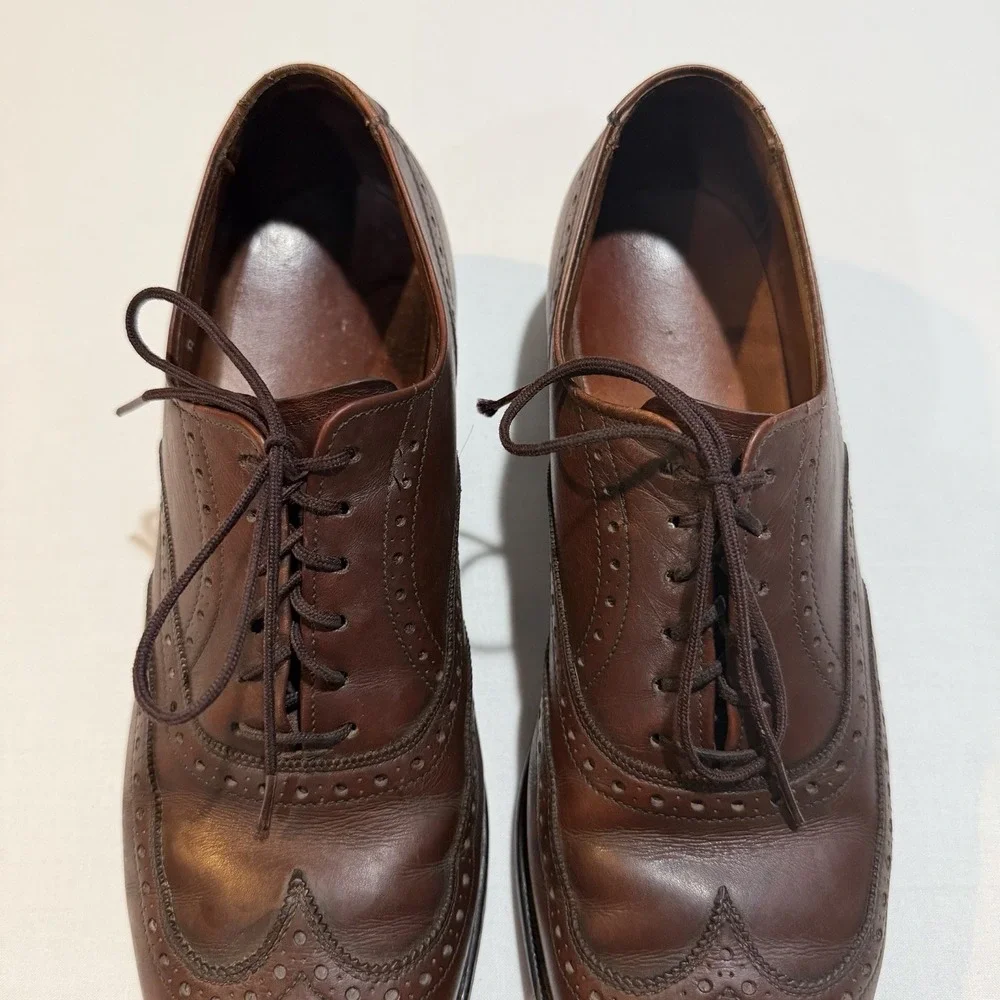 Allen Edmonds Chester Wingtip Oxfords Brown Leather Mens 8 A Narrow 4612 USA